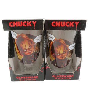 Silver Buffalo Chucky Childs Play Set of 2 Drinking Glasses 16oz NEW Halloween